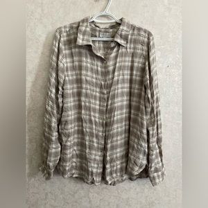 Lucky Brand women's large long sleeve plaid button down top